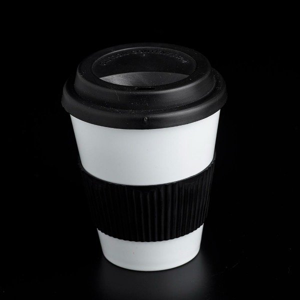 vaso negro Vaso térmico Negro Polymer Mug - Tapa y agarre de silicona - Imagen 1