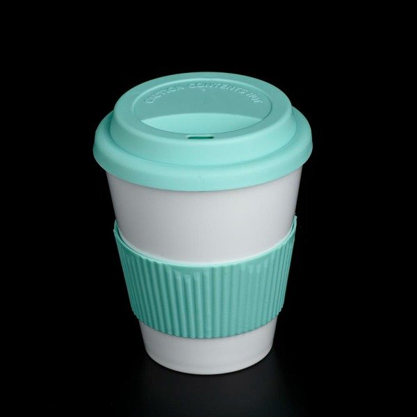 vaso verde agua Vaso Térmico Verde Agua Polymer Mug - Tapa y agarre de silicona - Imagen 1
