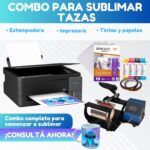 Combo TAZAS: Estampadora de Tazas + Impresora Epson + Tintas + Papel + Cinta Térmica